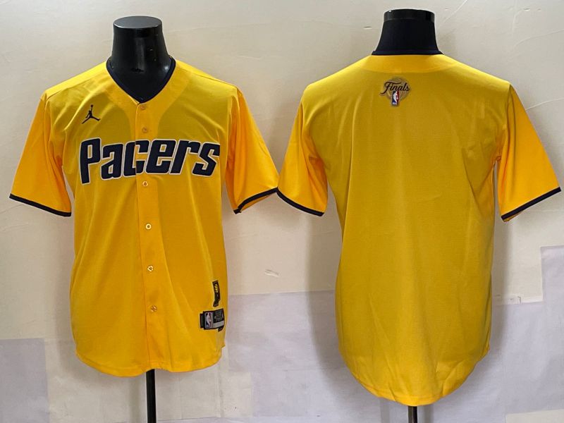 Men 2025 Indiana Pacers Blank Yellow Joint Name NBA Jersey style 10